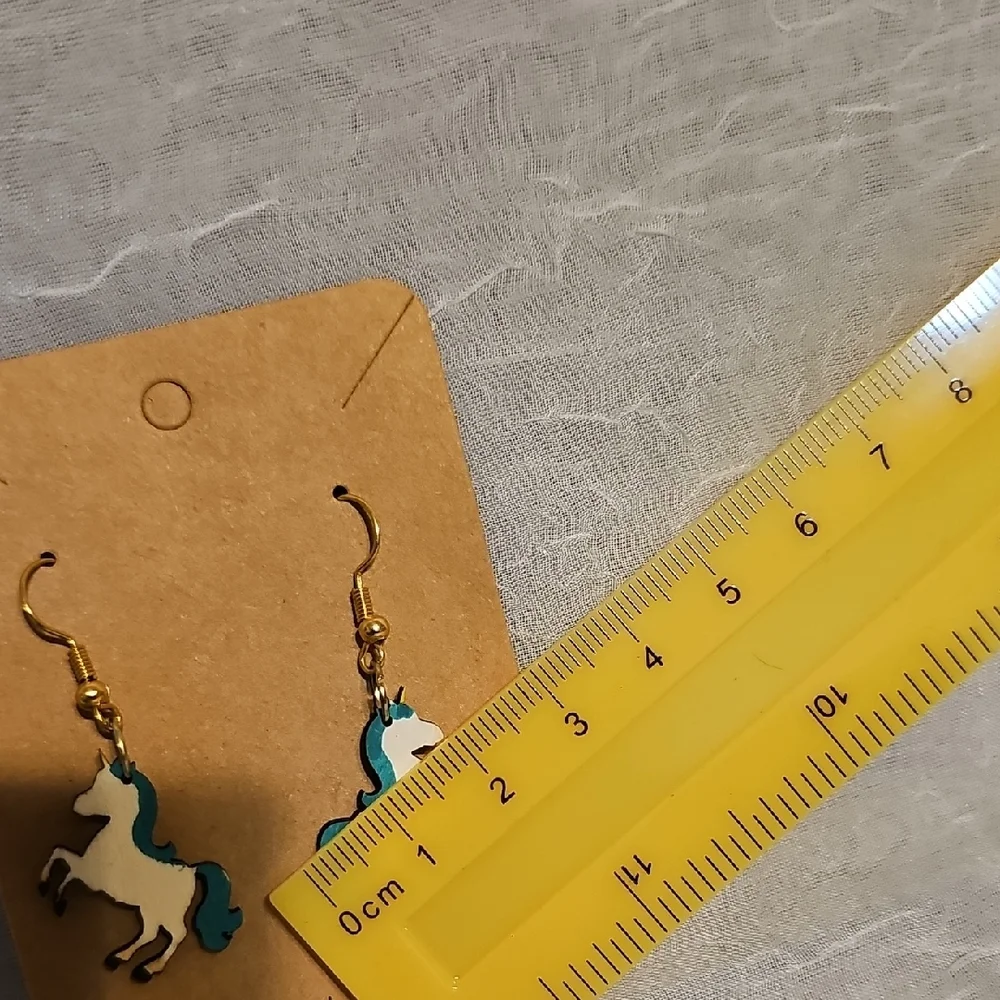 Charming Unicorn Earrings - White and Blue